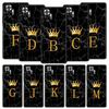Crown Letter A To Z Phone Case For Xiaomi Redmi Note 15 14 13 12 4G 9 10 11 Pro Plus 5G 14C 13C 12C 10C Soft TPU Cover