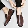Genuine Leather Men Loafers Slip On Business Casual Leather Shoes Classic Soft Moccasins Breathable Men Flats Soft Driving Shoes