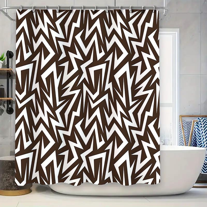 

Fashionable Modern Black White Geometric Pattern Waterproof Mildew Proof Heat Resistant Machine Washable Easy Installation W60H190(CM)-1 Pcs