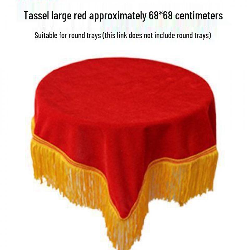 Dark Red Velvet Ceremony Tray - Small, Square, Thickened with Gold Trim for Awarding & Ribbon Cutting