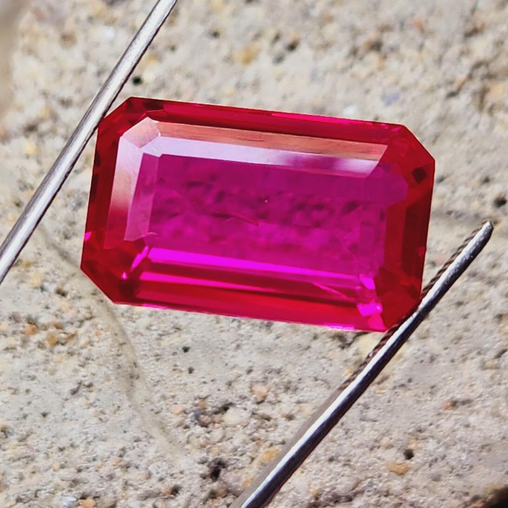 Heated 41 Ct Natural Ceylon Pink Sapphire Emerald Shape Loose Gemstone