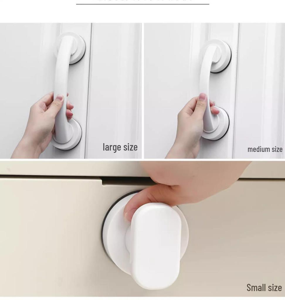 Self-Adhesive Suction Cup Glass Door Handle for Sliding Doors, Cabinets, Drawers, Wardrobes, and Refrigerators