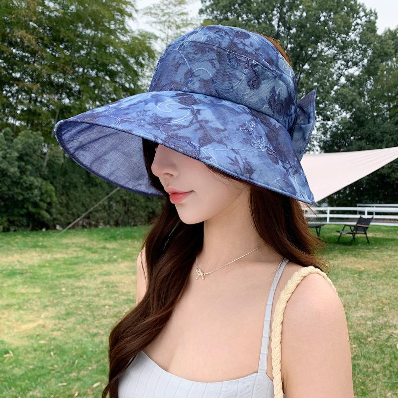 Wenling Hat Women's Sunshade Breathable Eugen Yarn Semi-empty Top Sun Hat Big Eaves Show Face Small Sunscreen Mother Hat