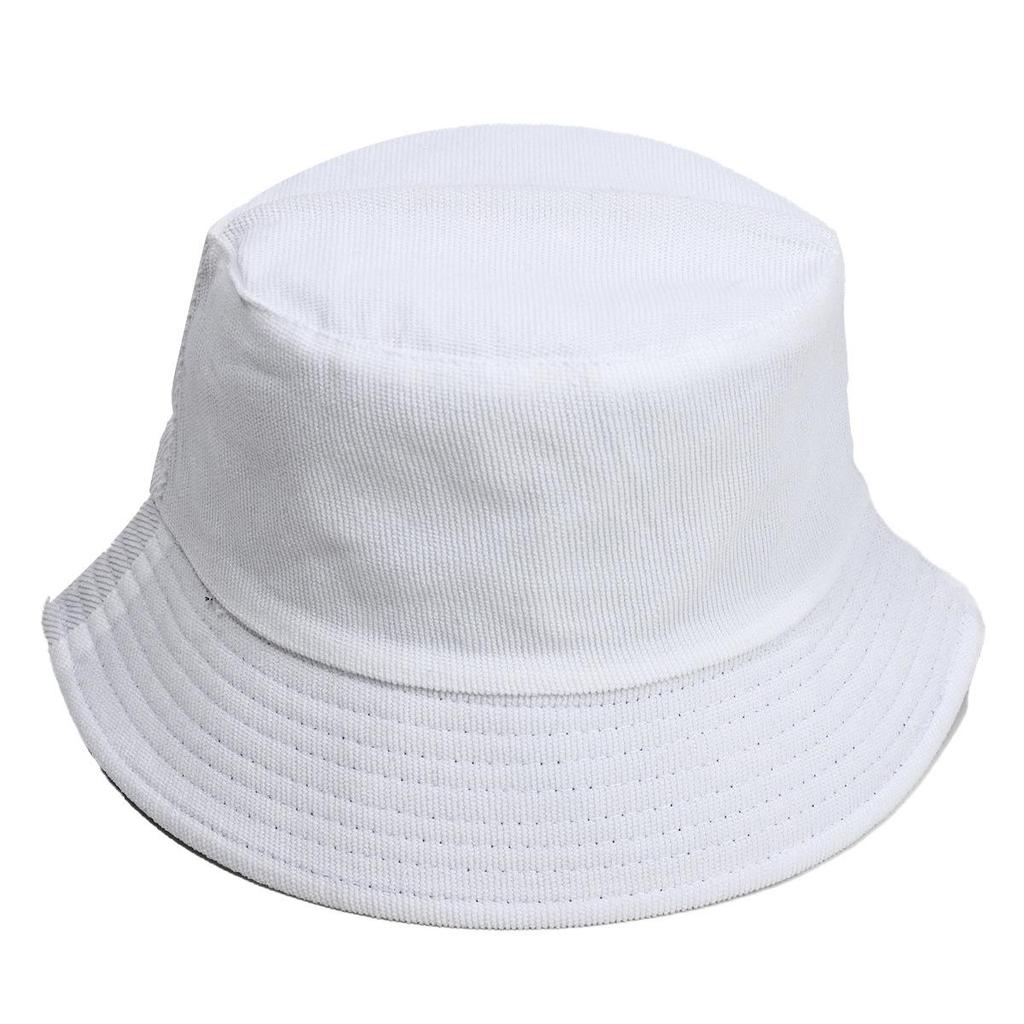 Unisex Double-Sided Corduroy Bucket Hat: Warm, Wide-Brimmed, Sun Protection for Large Heads, Slimming Effect
