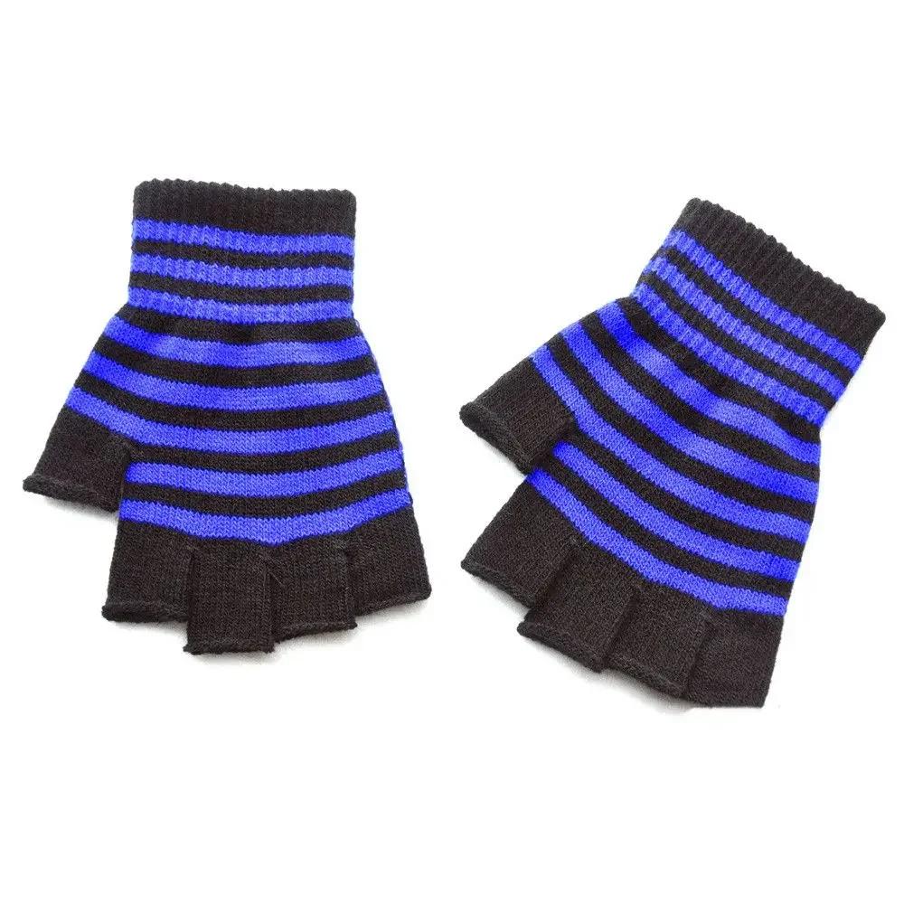 Striped Stripey Unisex One Size Fingerless Gloves Gothic Knitting Fingerless Gloves Winter Warm Elastic Comfortable Gloves