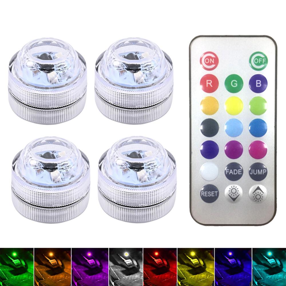 Atmosphere Led Lights For Car Wireless Music Sync Color Change Car Footlights Remote Control Automotive Lights For Car Interior