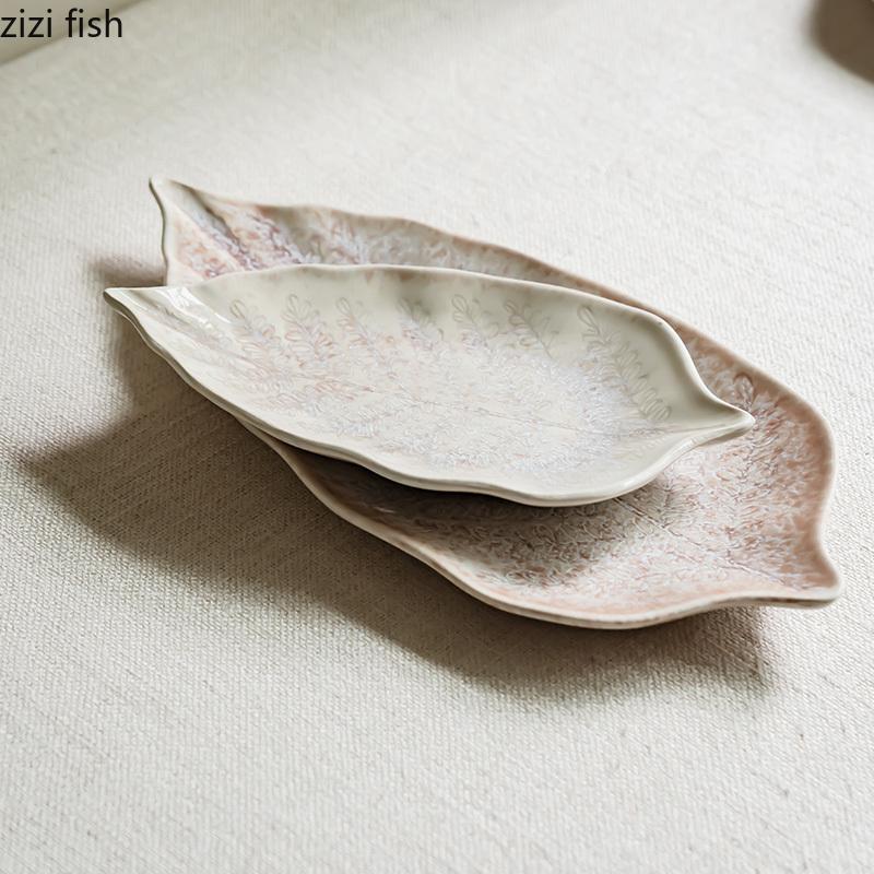 Ceramic Leaf Dining Plate Fish Dish Serving Plates Western Style Steak Plate Sushi Plates Sting Disc Fruit Bowl Dessert Bowl
