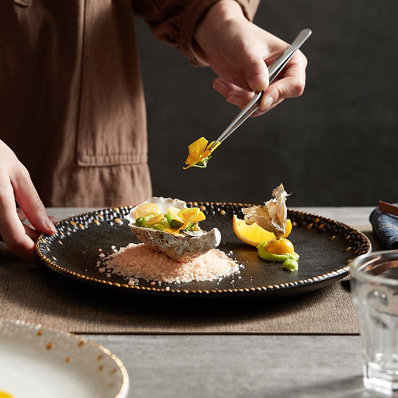 Japanese Ceramic Dinner Plate for Steak, Noodles, Salad, and Western Dishes