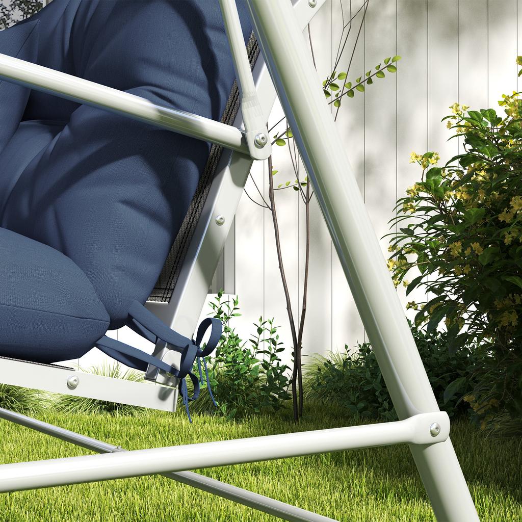 Set di 4 Cuscini per Seduta, 150x50 cm Cuscini per Sedia Idrorepellenti con Laccetti, Spessore 10 cm Blu Navy