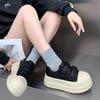 Ugly Cute Leather Velcro Thick-soled Little White Shoes Women's 2025 Autumn New Models Increase Height and Show Feet, Small Board Shoes, Big Head Sho