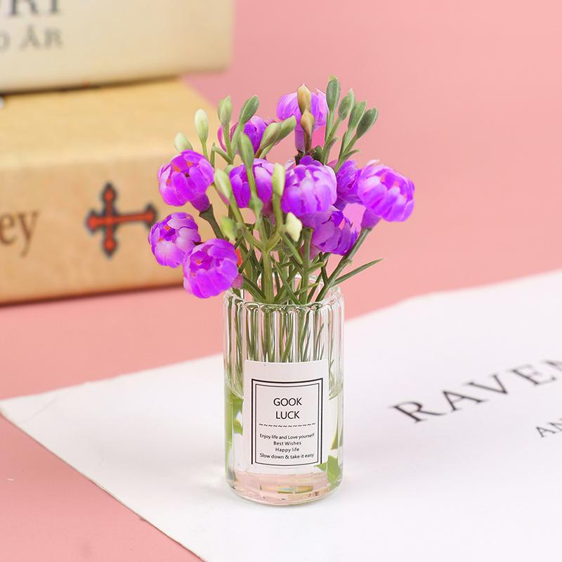 

1:12 Миниатюрная кукольная ваза с цветком жасмина Кукольный дом Имитация комнатных растений розы красного