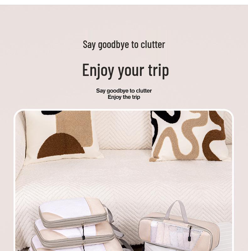 Four-Piece Compression Travel Storage Bag Set for Clothes, Toiletries, Digital Gear, and More