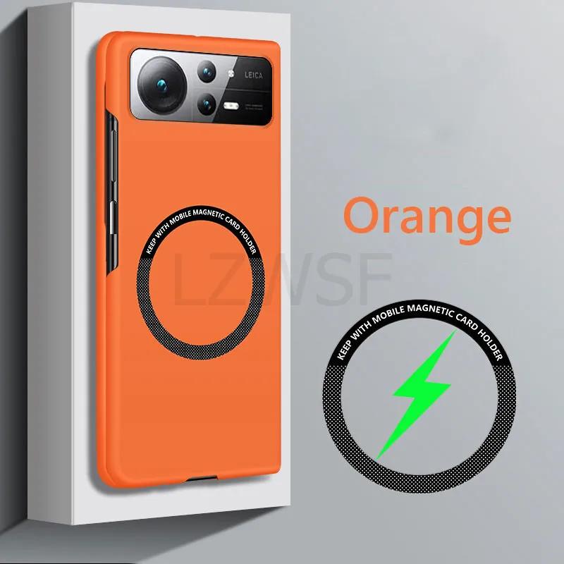 Для Magsafe тонкий матовый жесткий магнитный чехол для Xiaomi Mi Mix Fold 2 Mix Fold 3 Fold2 Fold3 беспроводная зарядка жесткий задний чехол Xiaomi Mix Fold оранжевый