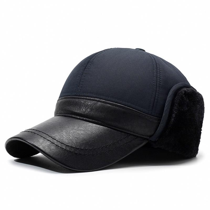 Winter Plush Ear Protection Cotton Baseball Hat for Mid to Elderly Men - Keeps Warm and Windproof, Lei Feng Style