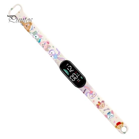 Children Digital Watch LED Cartoon Dog Print Adjustable Silicone Strap Clear Accurate Display Portable Students Unisex Wristwatch