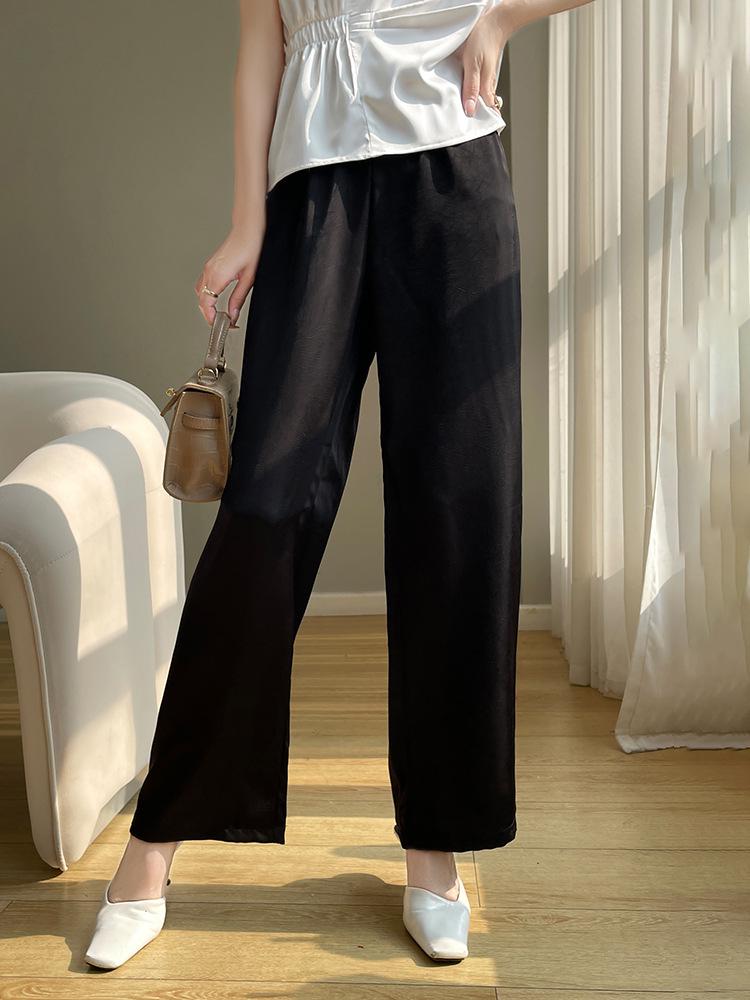 

Женские брюки палаццо в стиле ретро из искусственного шелка сатина - Свободные, плиссированные, повседневные ацетатные брюки L чёрный