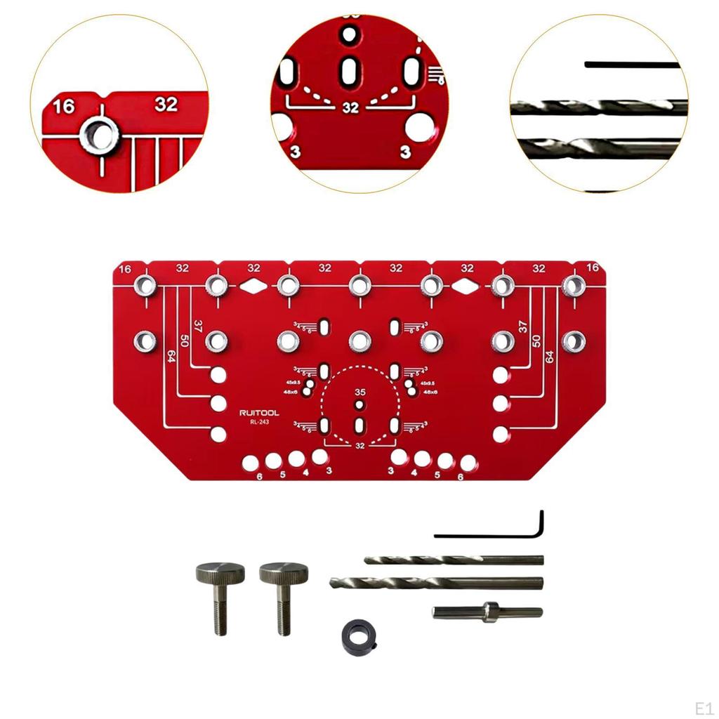 Shelf Pin Jig and Hinge 2-in-1 Straight Holes Hardware Jig,1/4" 5mm Metal Drillings for