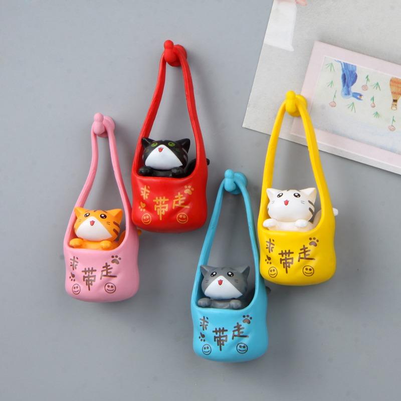 Please Take Away The Creative Three-dimensional Magnetic Clasp Fridge Magnet and Magnetic Sticker of The Smiling Cat and Panda