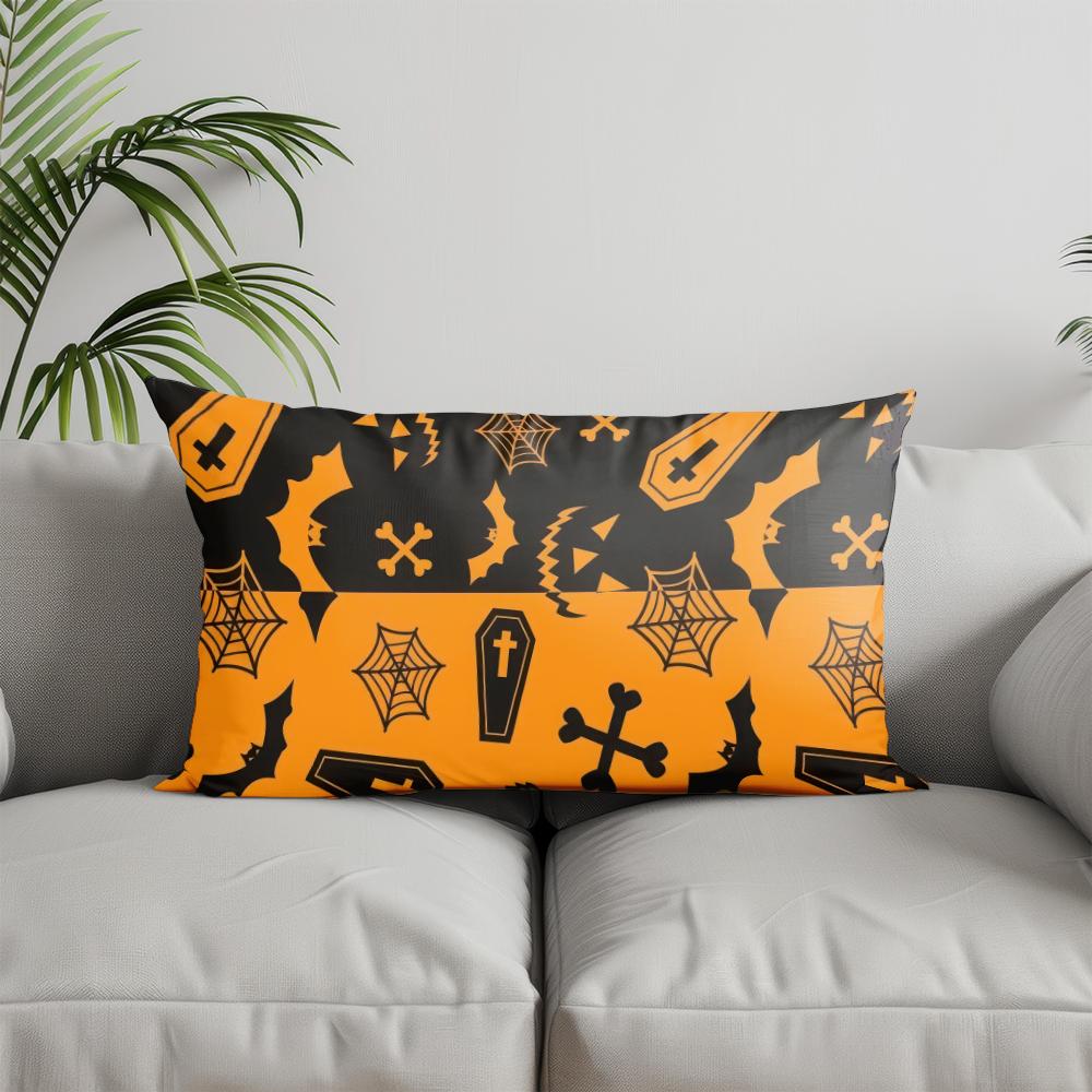 Home Decor Halloween Cat & Pumpkin Pillow Suitable For Sofa Bedroom Car Pillow Cover Cushion Rectangular Back Cushion