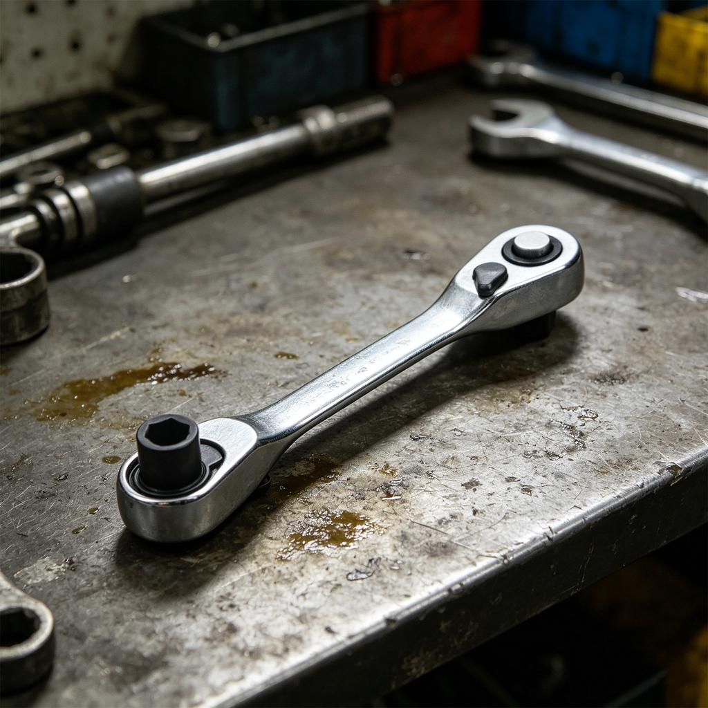 Chrome Vanadium Steel Wrench Power Tool Accessory Offset Ratchet Tool Double Ended Wrench Thumb Operated Switch Ergonomic Design