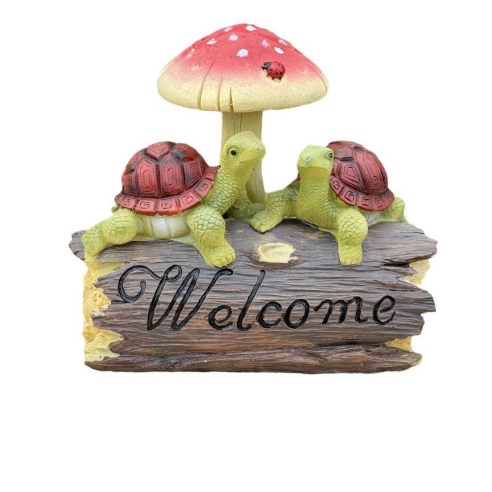 

Resin Animal Statue Cute Miniatures Figurine Sculpture Turtle Mushroom Statue Ornament Living Room Turtle