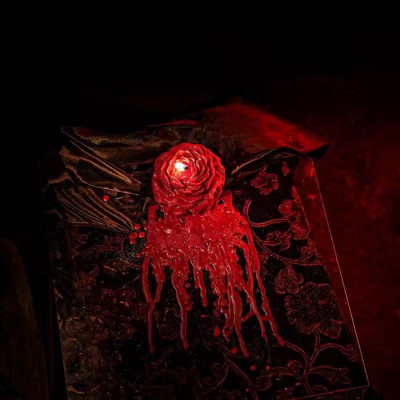 Red Candle Romantic Novices Special Couple Aromatherapy Rose Peony Flower Dark Gothic Handmade