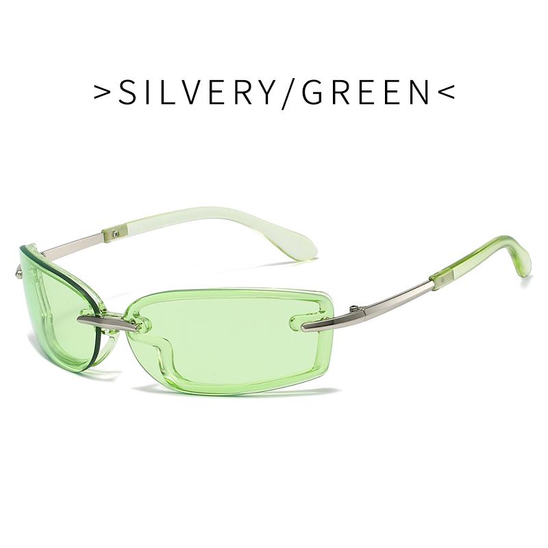 Rimless Y2K Style Sunglasses Rectangle Fashion Popular Women Men Shades Square Sun Glasses for Female Male Oculos Metal Frame