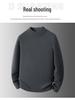 Men's Plus Velvet Half-High Collar Knit Sweater - Anti-Pilling Dobby Fleece, Solid Color for Autumn/Winter