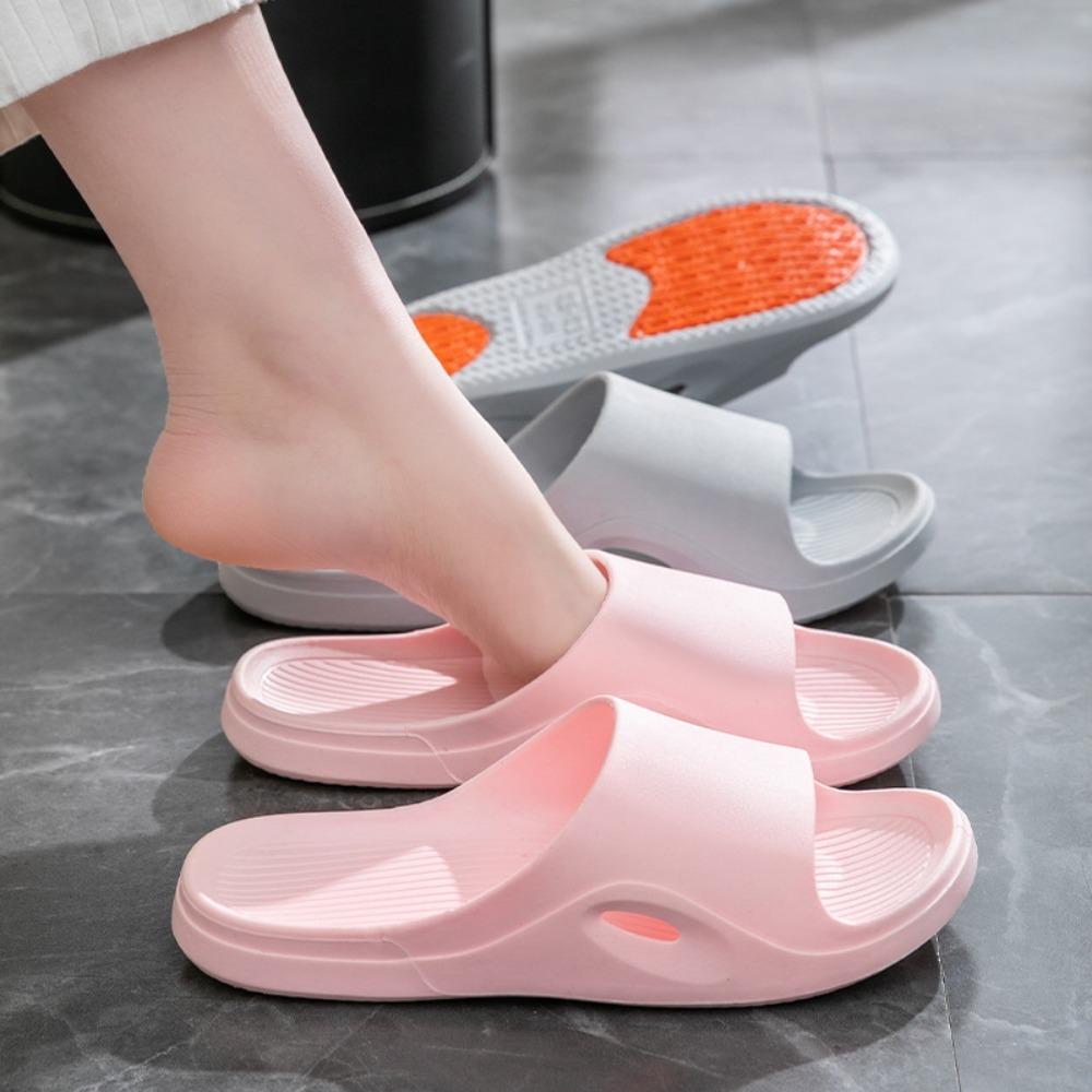 Summer Non-Slip PVC Slippers, Quick Dry Flat Bathroom Indoor Outdoor Shoes for Pregnant Women and Parents