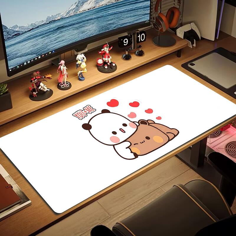 PandaBobaLove Lace Solid Color Mouse Pad Large Gaming Table Cushion Non-slip Laptop Tablet Big Mousepad XXL Mat Mini PC Playmat With Lock edge