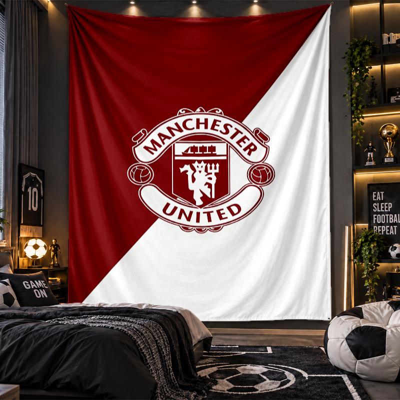 Wall Hanging Tapestry Manchester United FC Print Cloth for Living Room Bedroom Home Decor