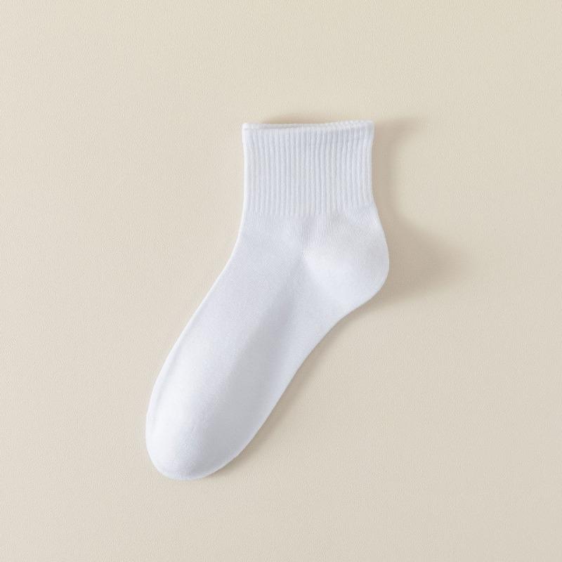 Short Socks, Solid-colored Cotton Socks for Autumn Girls, Women's Double-bar Striped Sweat-absorbing Boneless Sports Socks, Versatile Women's Socks