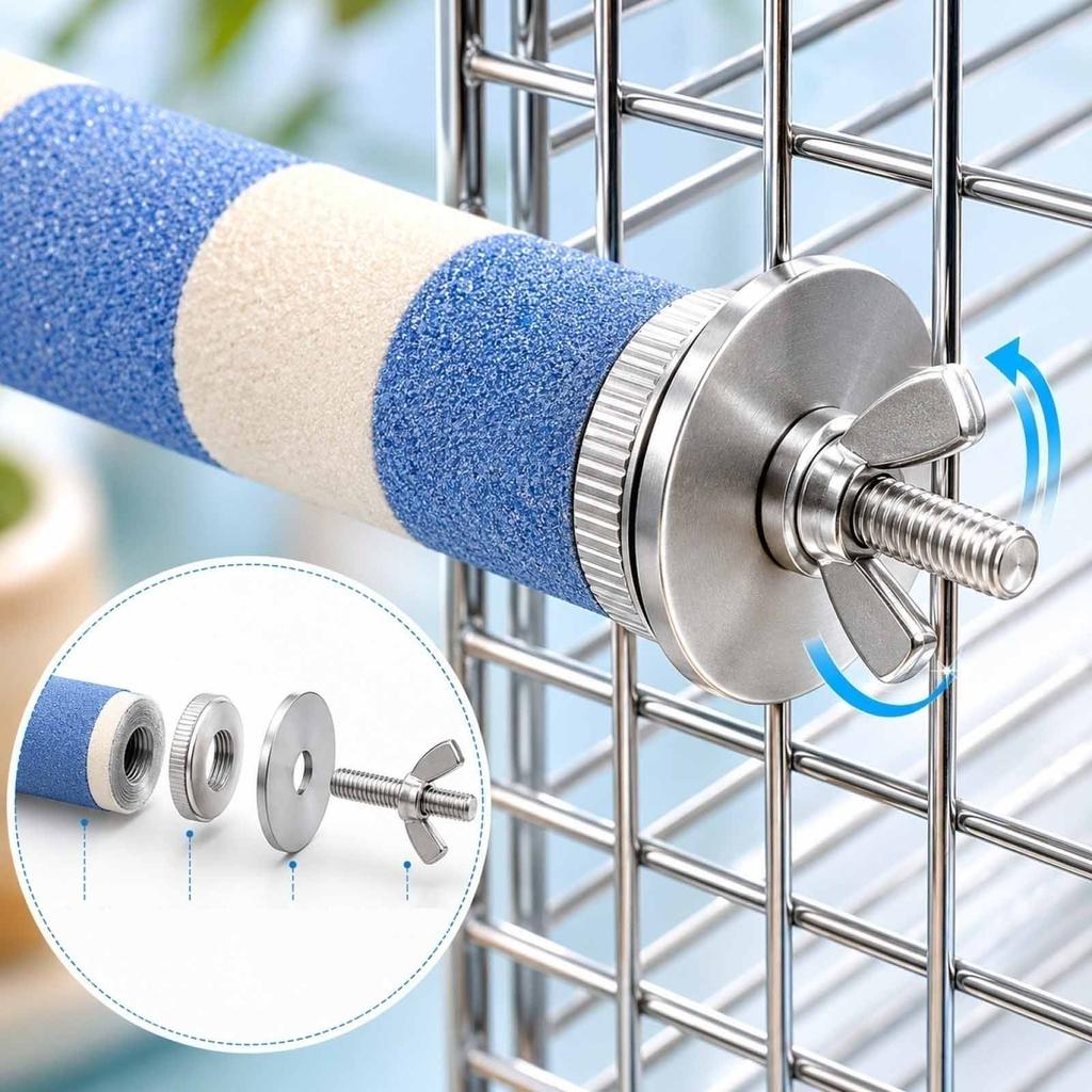 Bird Perch Scratching Stick Mounted on Cage Durable Textured Surface for Bird Nail Maintenance and Beak Conditioning Suitable for Various Bird Species