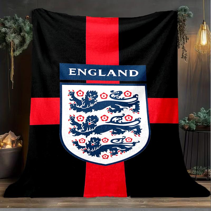 1PC England Football Crest Printed Soft Flannel Blanket Throw for Adult Bedroom Living Room Sofa Camping Travel Fan gifts Christmas Gifts