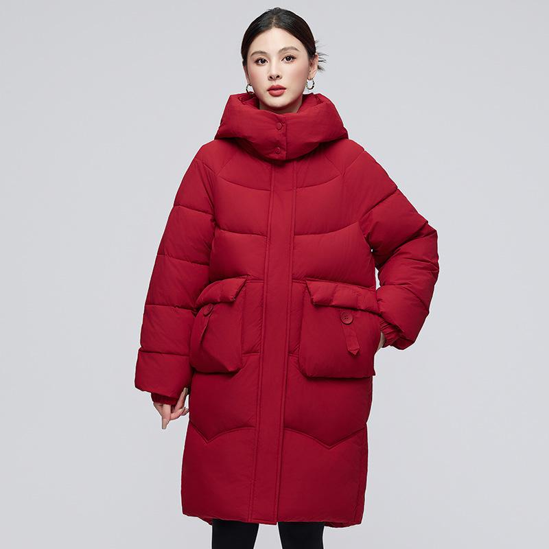 Winter New Fashion Loose Fashion Removable Hat Cotton Clothes Women's Medium and Long Thickened Waist Jacket