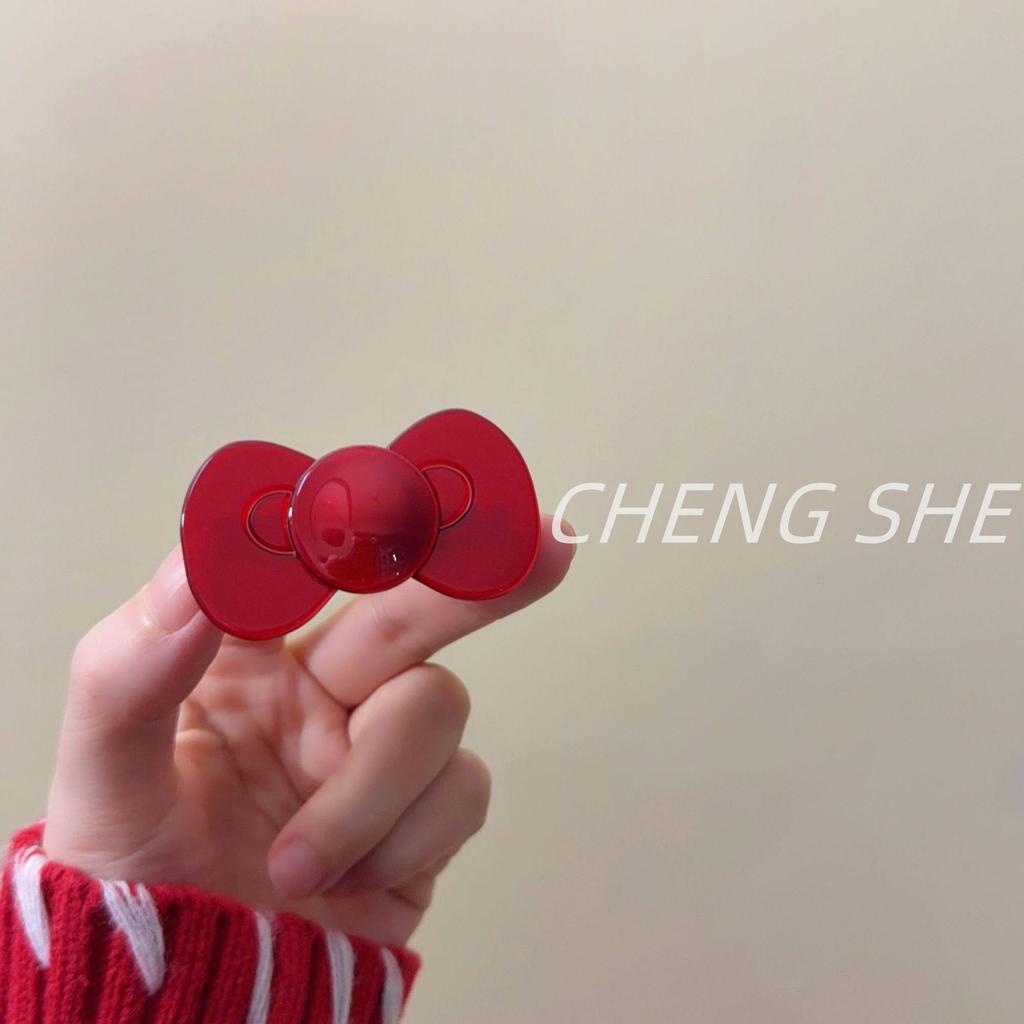 Korea France Red Christmas Bow Hair Clip, BB Hairpin, Acetate Hair Accessory