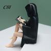 Halloween Decor Statue Black Robe Girl Ornament, Dark Style, with Balanced PLA Material Figurine Base Sitting Figurine, Durable Detailed Texture