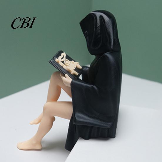 Halloween Decor Statue Black Robe Girl Ornament, Dark Style, with Balanced PLA Material Figurine Base Sitting Figurine, Durable Detailed Texture