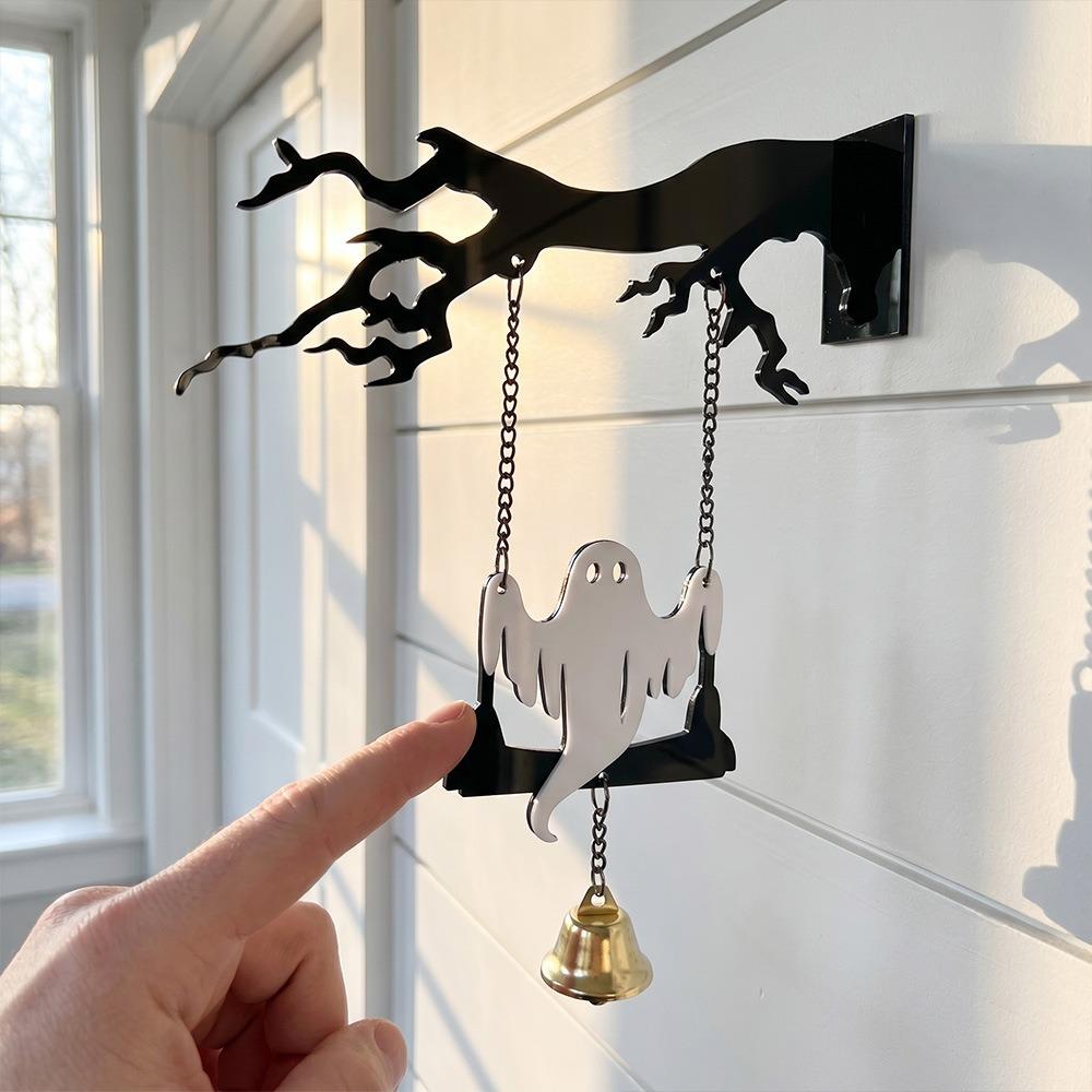 Wall Mounted Halloween Branches Hanging Sign Sounding Bat Doorstep Bells Bat Wind Chime Bar
