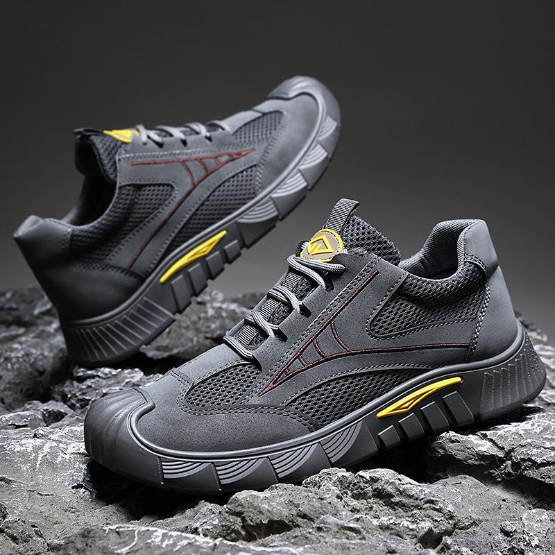 High Quality Men's Labor Protection Shoes Summer Lightweight Breathable Work Shoes Outdoor Non-slip Wear-resistant Hiking Shoes