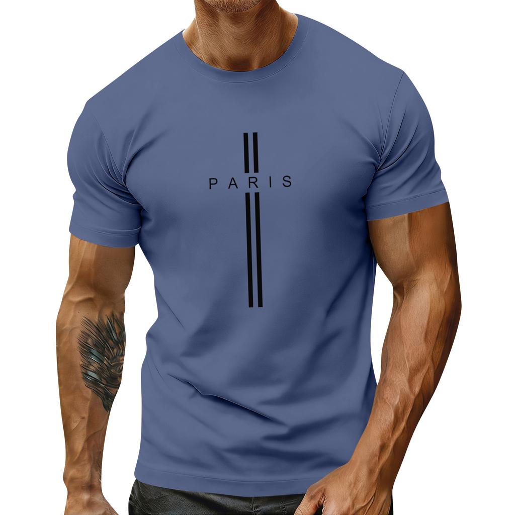 Herren Feiertags-Print Rundhals Kurzarm Top Lässiges Sportoberteil