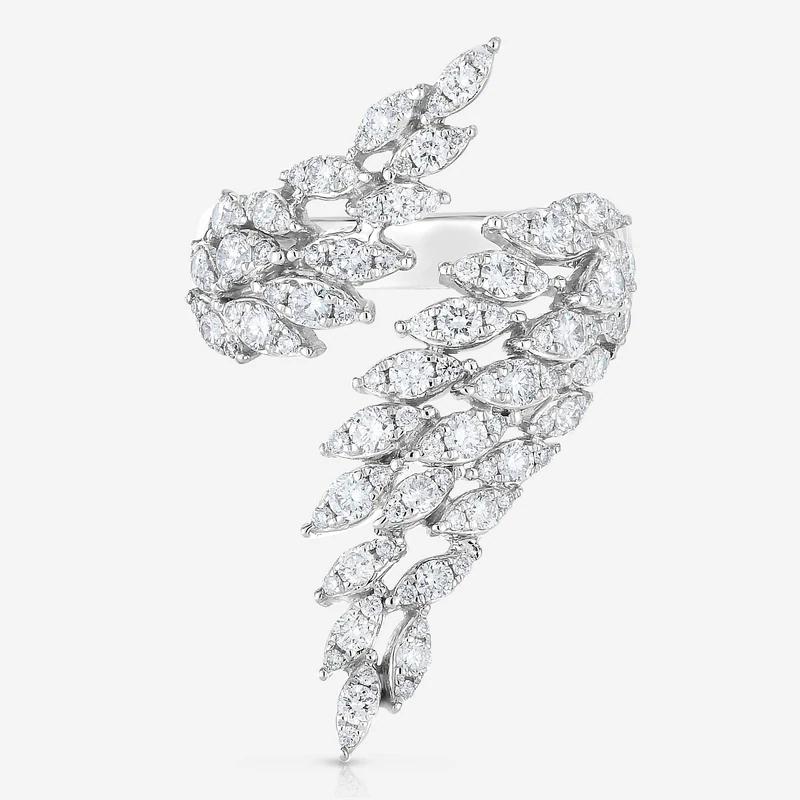 Huitan Trendy Feather Adjustable Ring for Women Wedding Party Sparkling Cubic Zirconia Rings Zinc Alloy Color Drop Shipping Zircon