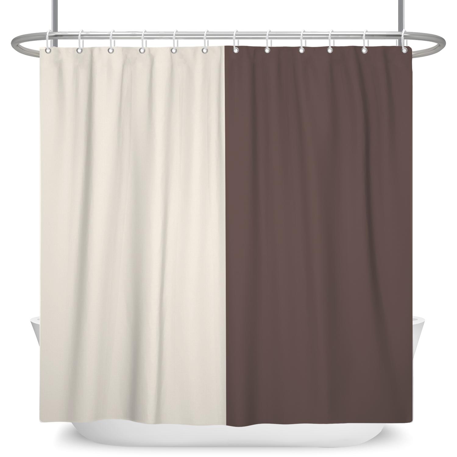 Two Tone Block Shower Curtain Minimalist Waterproof Bath Curtain Bathroom Decor Multiple Solid Color Shower Curtain With Hooks W60H190(CM)-1 Pcs