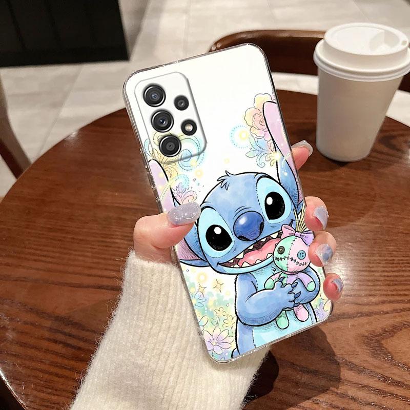 Clear Case For Samsung Galaxy A57 A37 A56 A36 Cases A55 A54 A35 A26 A07 A17 A16 A06 A34 A15 Soft Shockproof Cover Disney Stitch