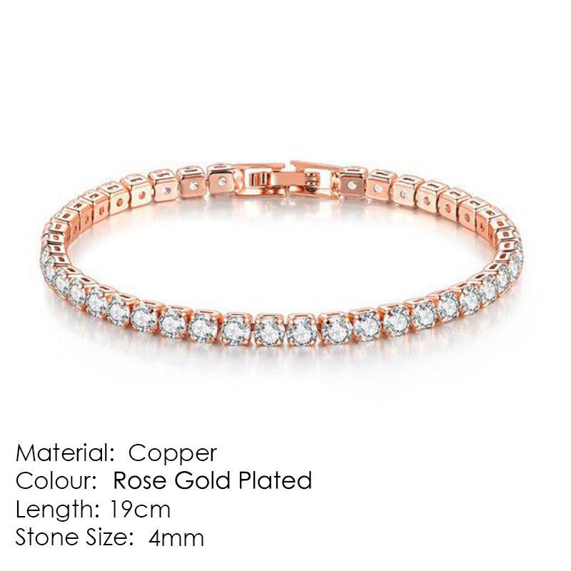 Women's Gold-Plated Zircon Tennis Bracelet - Full Diamond Design, Model S5650