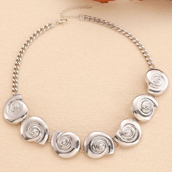 Necklace Earrings Set Exaggerated Snail Pendant And Earrings with Metallic Luster Bohemian Summer Party Jewelry for Beach Vacation And Party Wear