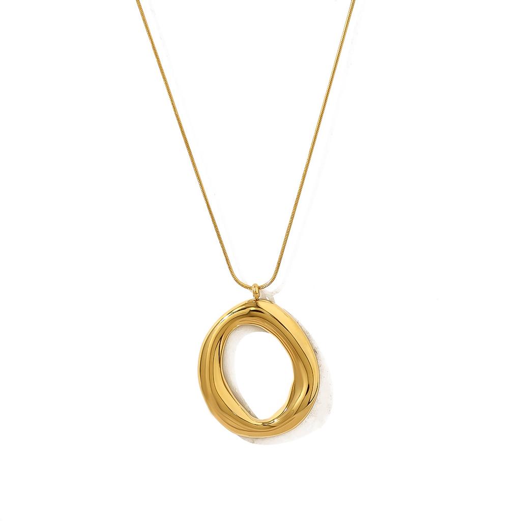 Minimalist Geometric Shiny O-Ring Pendant Necklace Gold Chain Jewelry Small Aura Fashion