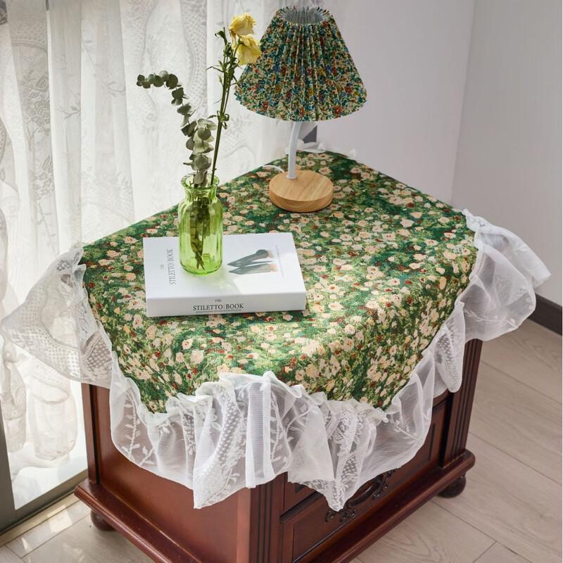 Leljia Jacquard Lace Ruffle Edge Outdoor Tablecloth