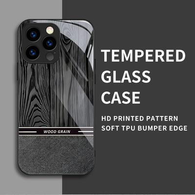 Custodia in Vetro Temperato con Stampa Effetto Legno Cover Protettiva Guscio Morbido in TPU per Xiaomi Redmi