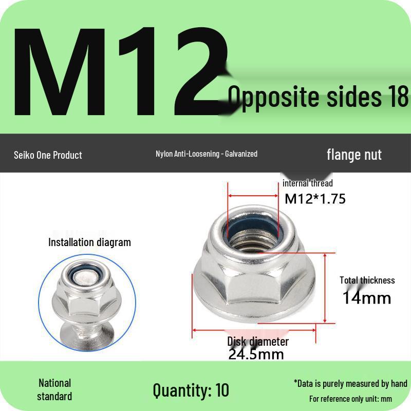 Hexagonal Self-Locking Nylon Anti-Slip Flange Nut M4 M5 M6 M8 M10 M12 M14